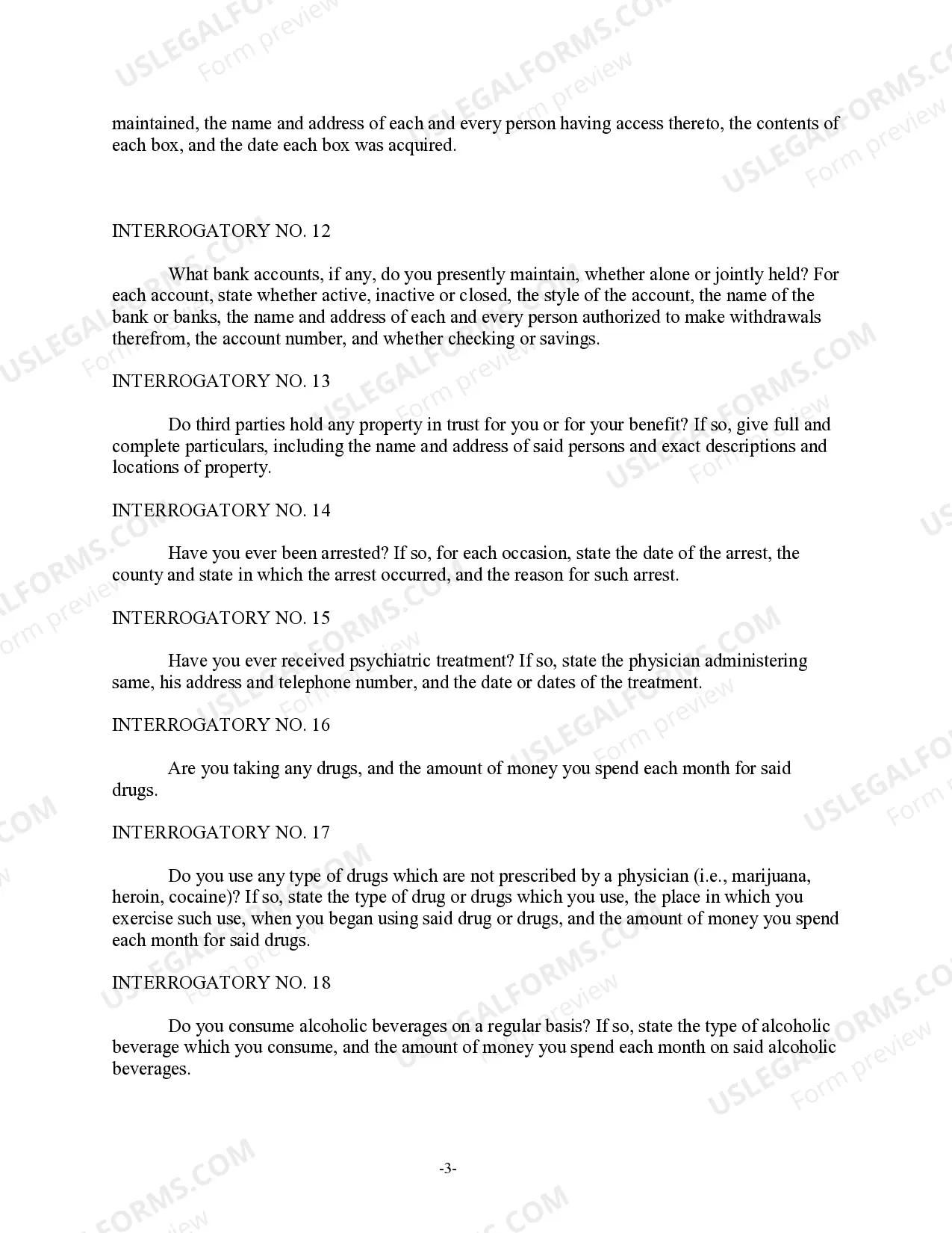 Preview Discovery Interrogatories from Plaintiff to Defendant with Production Requests