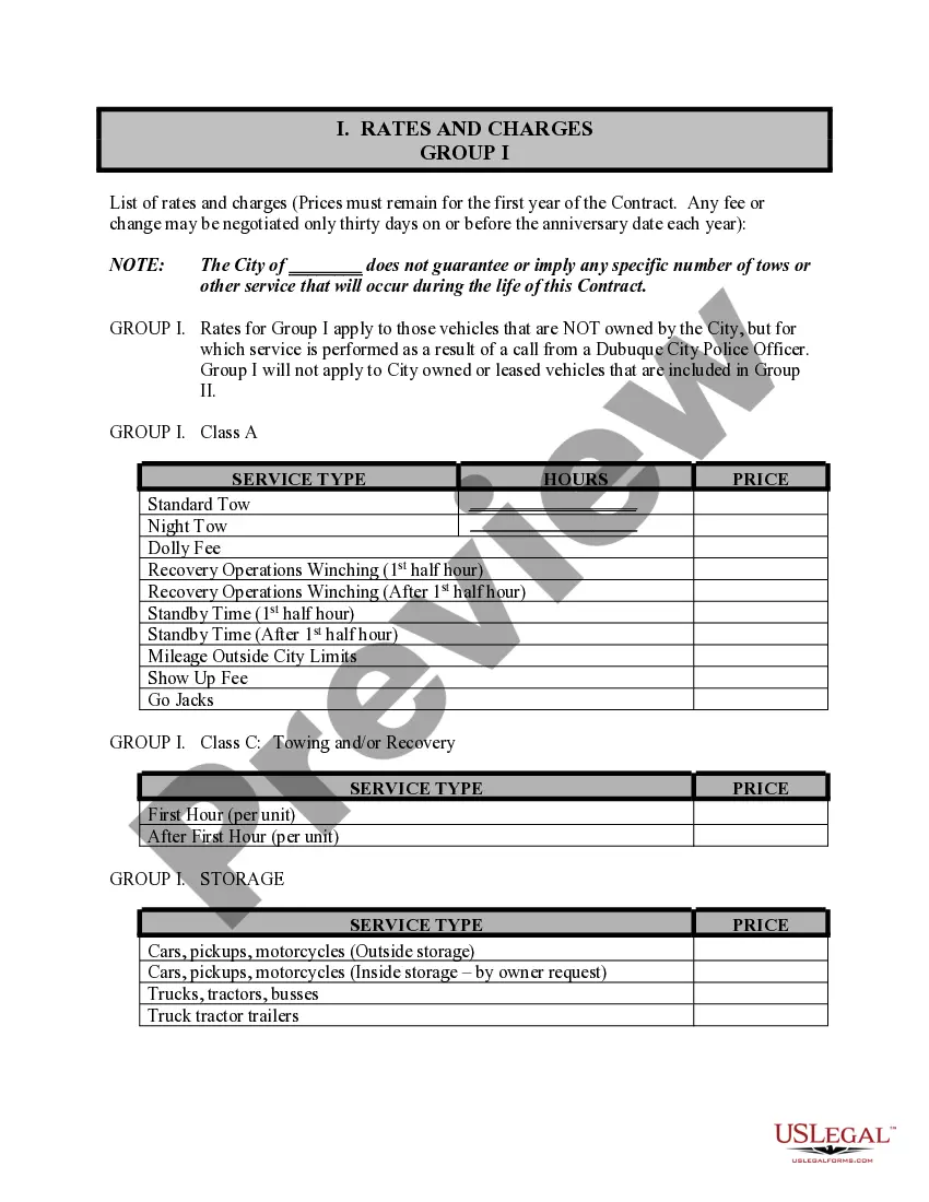 Preview Towing Services Contract