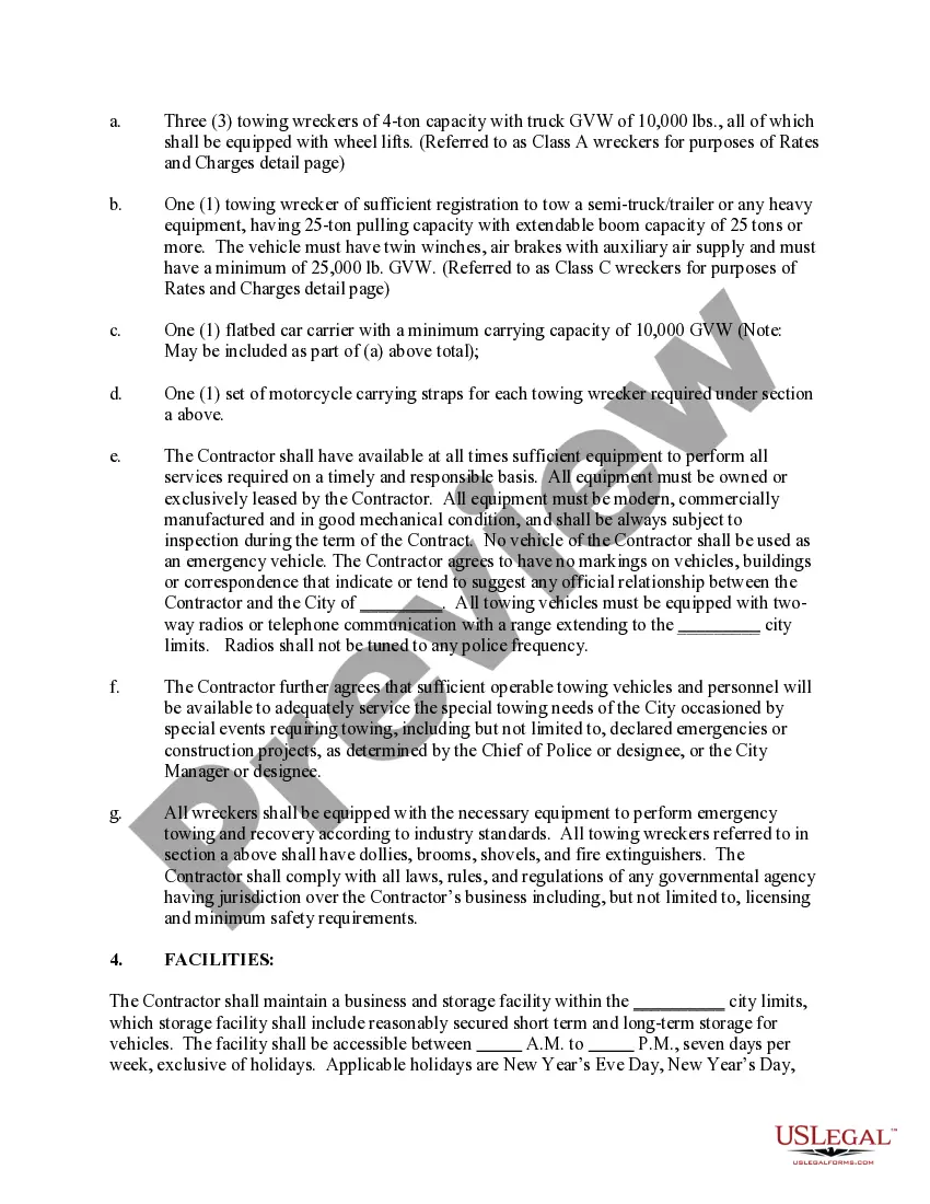 Preview Towing Services Contract