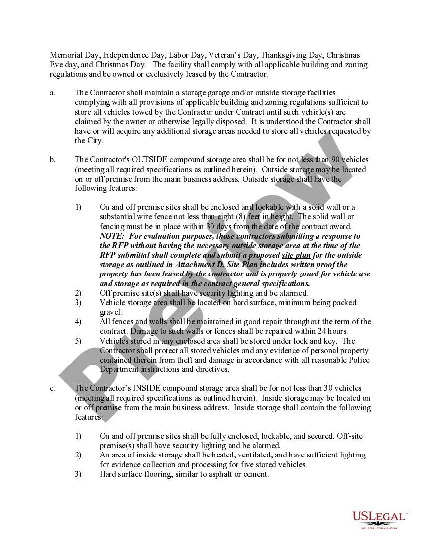 Preview Towing Services Contract