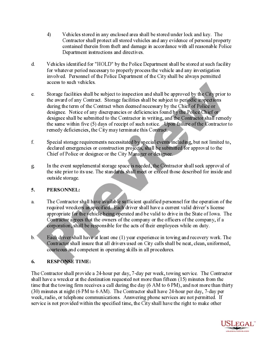 Preview Towing Services Contract