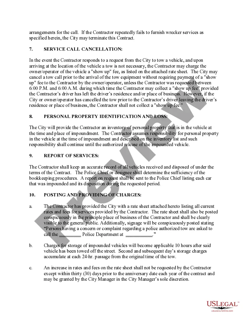 Preview Towing Services Contract