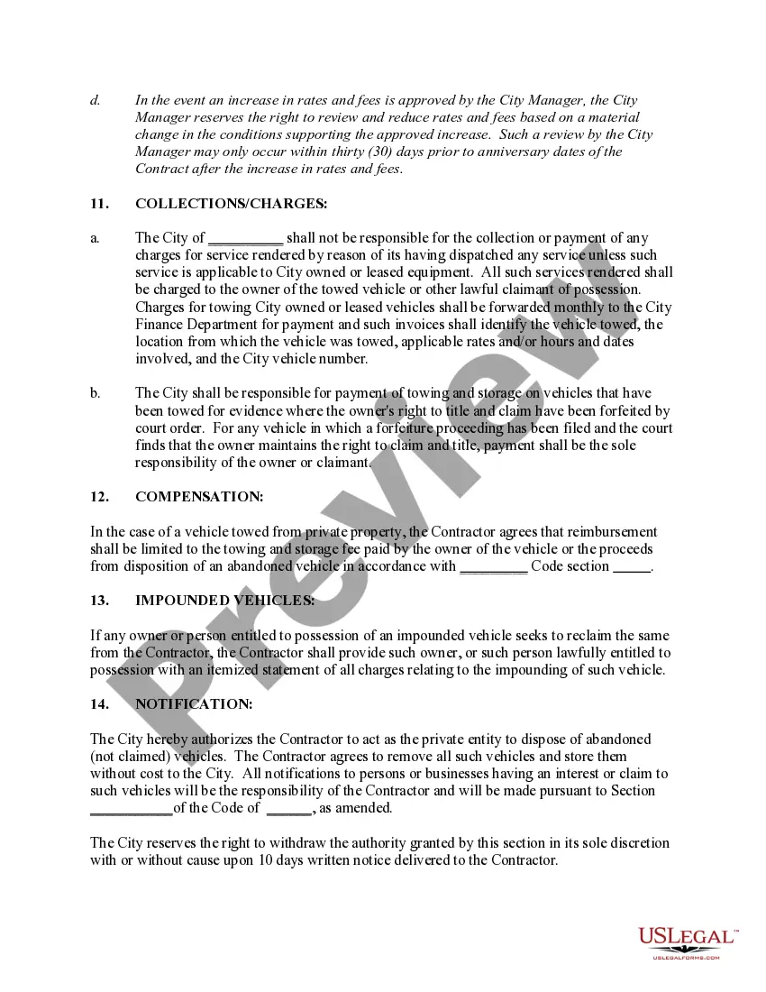 Preview Towing Services Contract