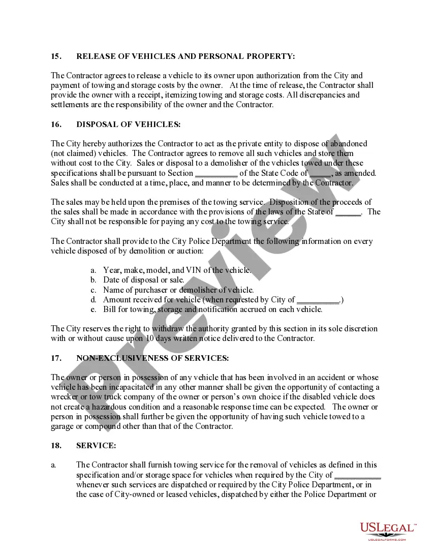 Preview Towing Services Contract