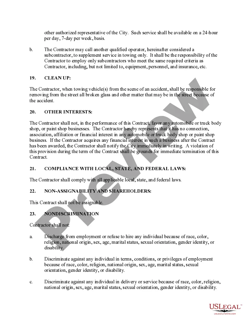 Preview Towing Services Contract