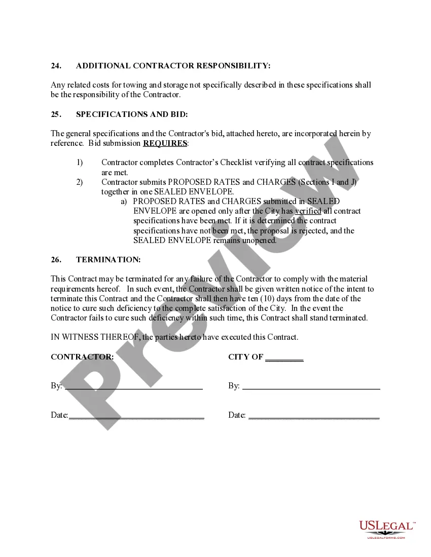 Preview Towing Services Contract