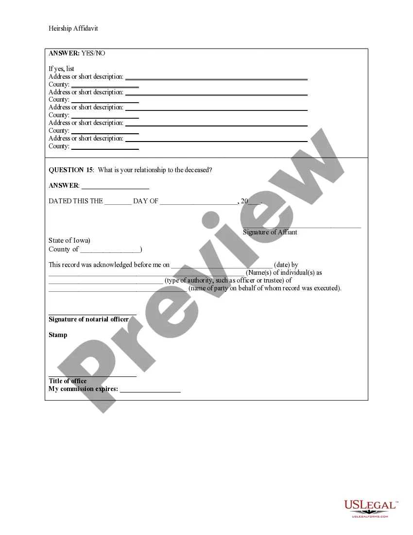 Preview Heirship Affidavit - Descent