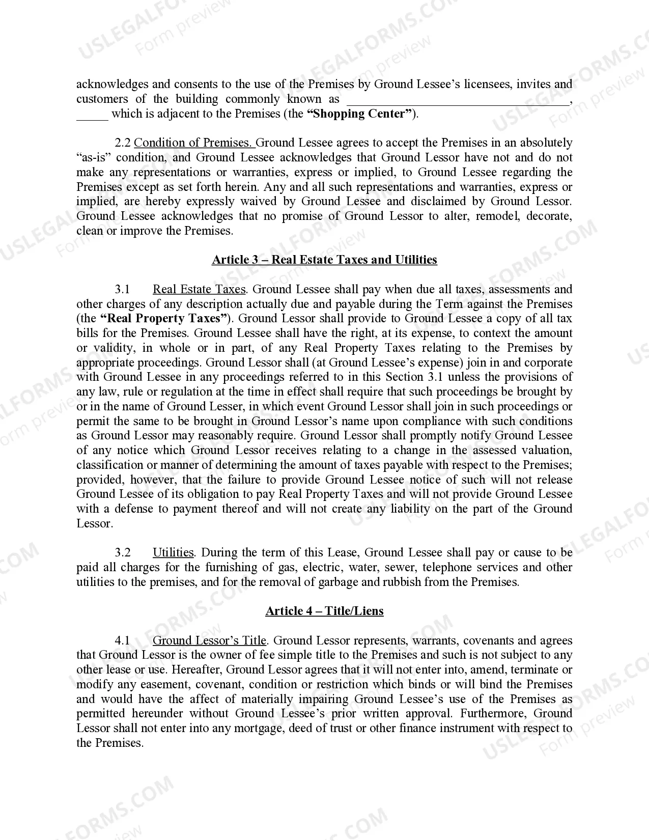 Preview Ground Lease