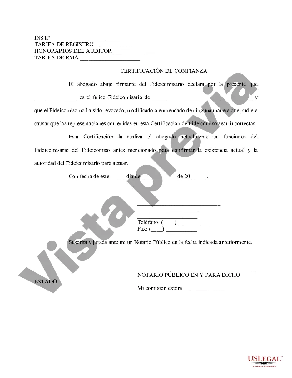 Preview Certificación de Confianza