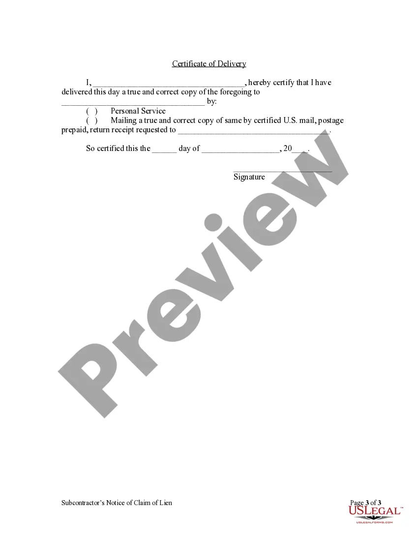 Preview Notice of Claim of Lien by Corporation or LLC
