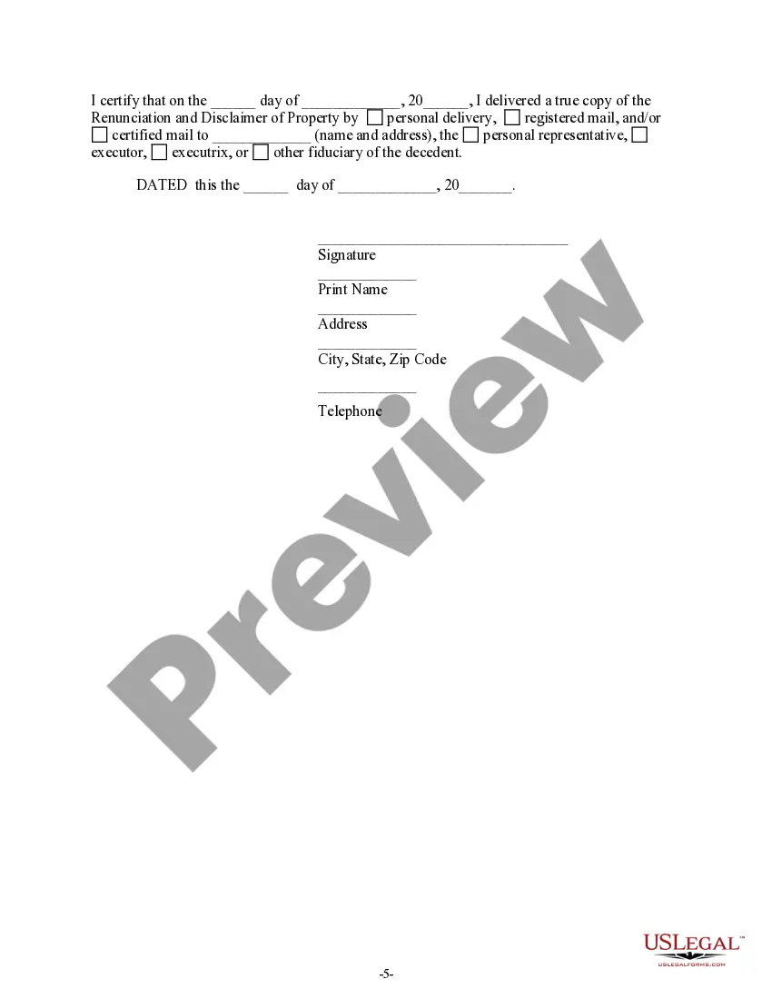 Preview Iowa Renunciation and Disclaimer of Real Property Interest