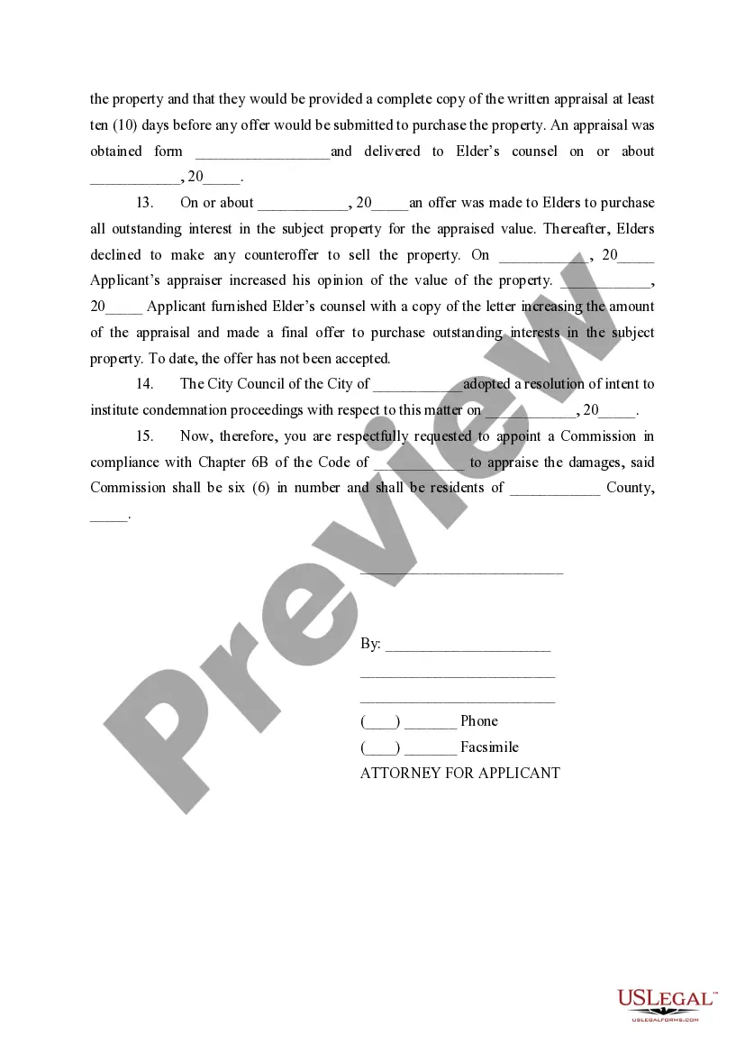 Get Application for Condemnation Preview Application for Condemnation