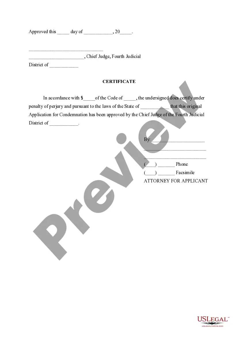 Get Application for Condemnation Preview Application for Condemnation