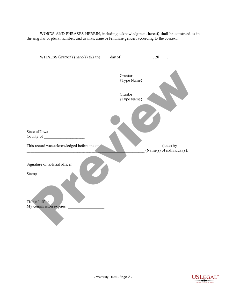 page 1 Warranty Deed from two Individuals to Corporation preview