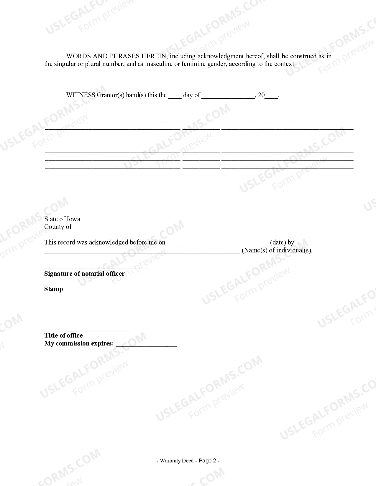 Preview Warranty Deed from two Individuals to Corporation