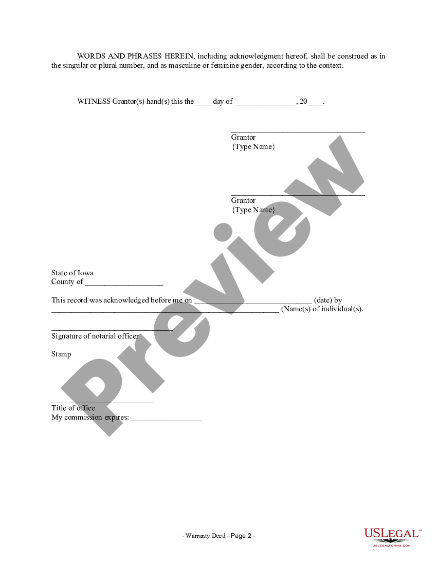 page 1 Warranty Deed from Husband and Wife to Corporation preview