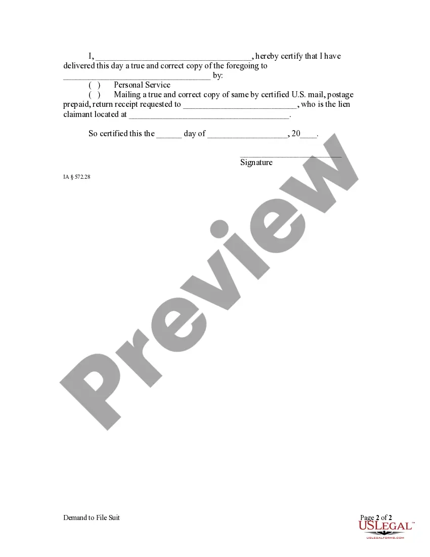 Preview Demand to File Suit by Corporation or LLC