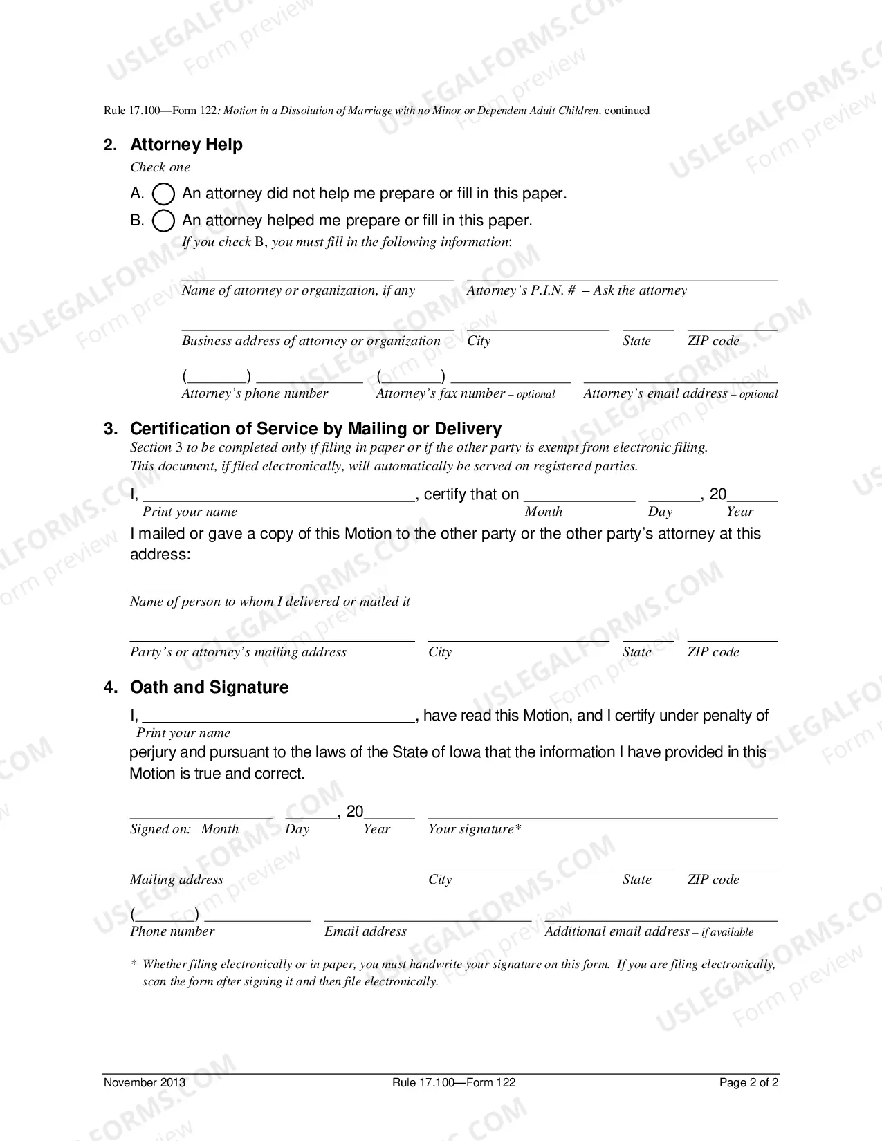 Preview Motion in a Dissolution of Marriage