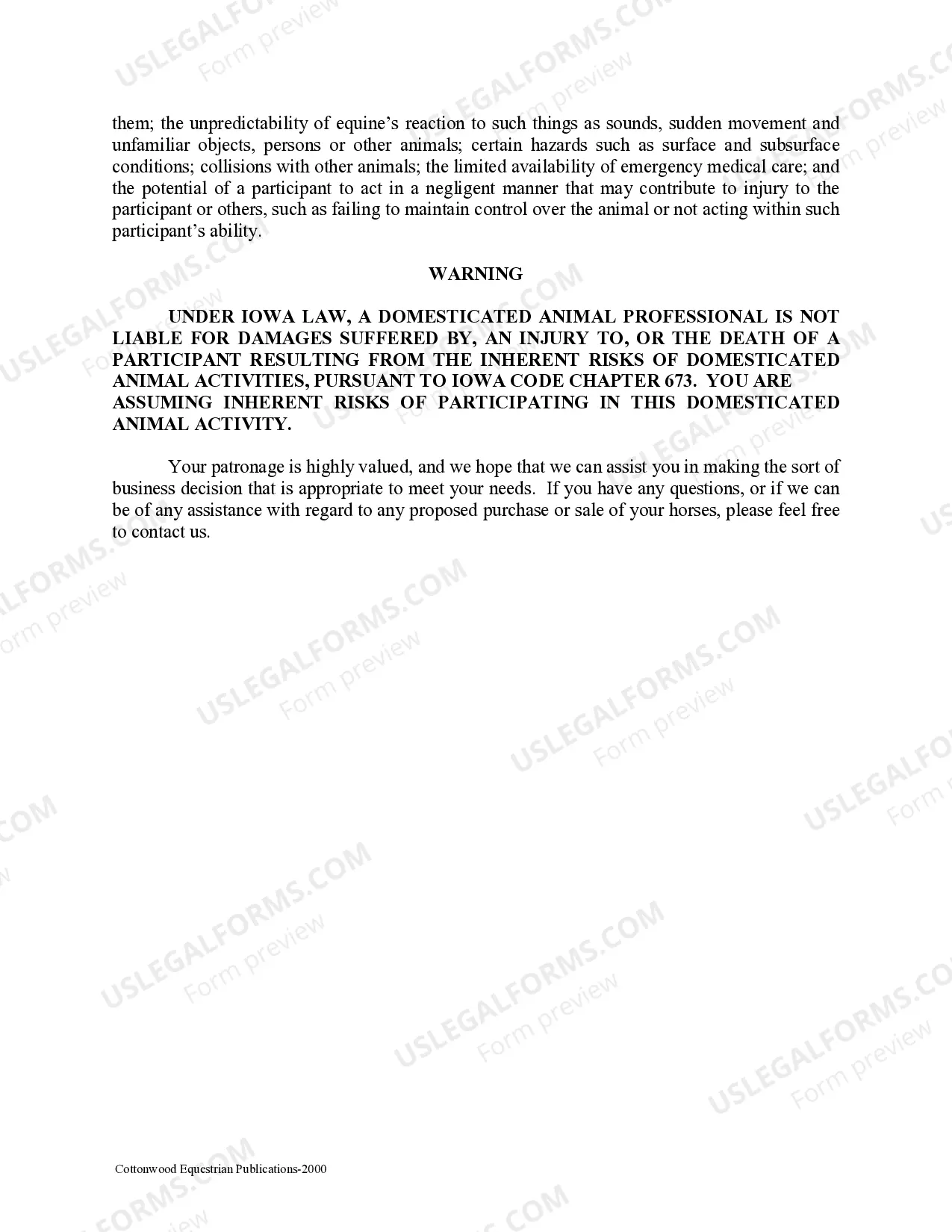 Preview Pre-Purchase Recommendations - Horse Equine Forms