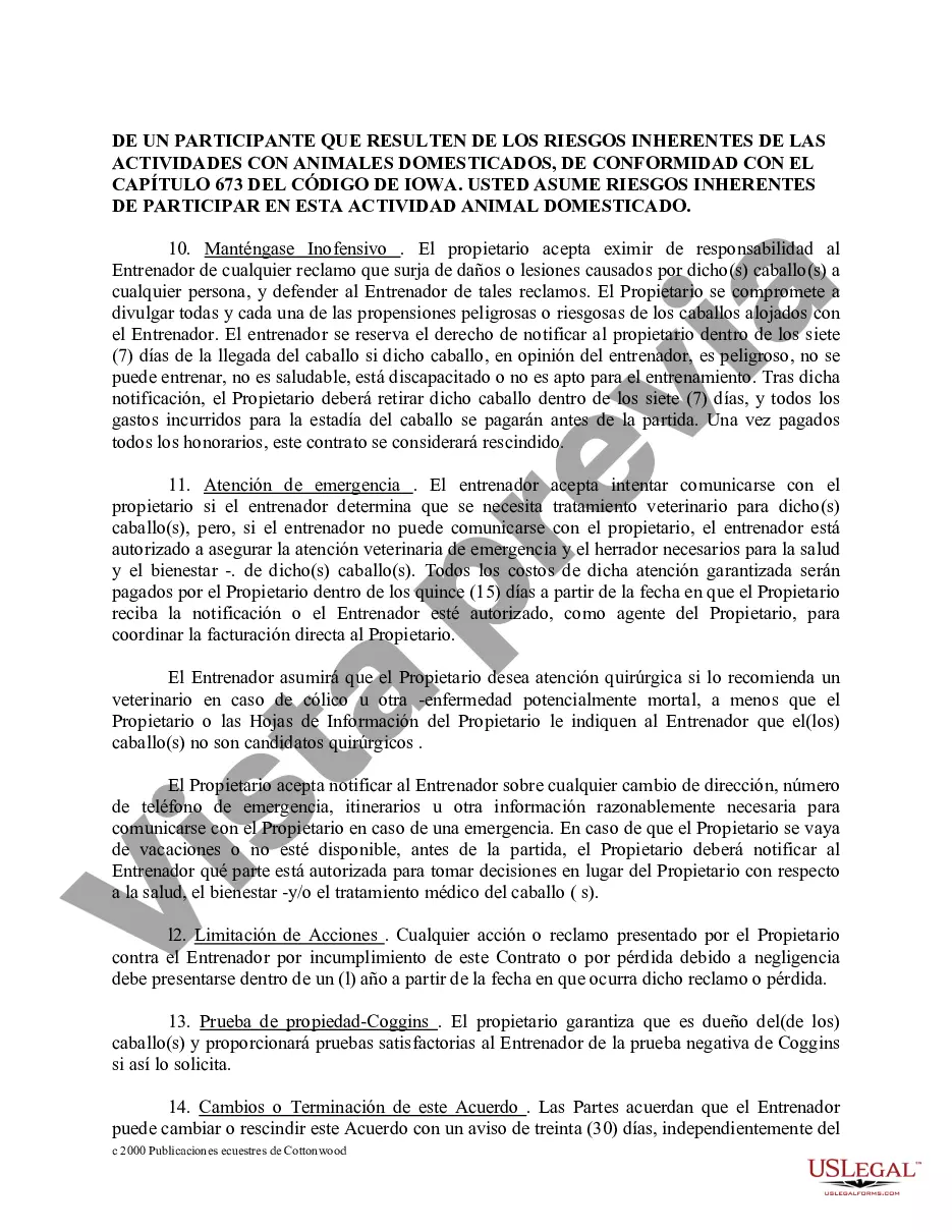 Preview Contrato de Entrenamiento - Caballo Equino Formas