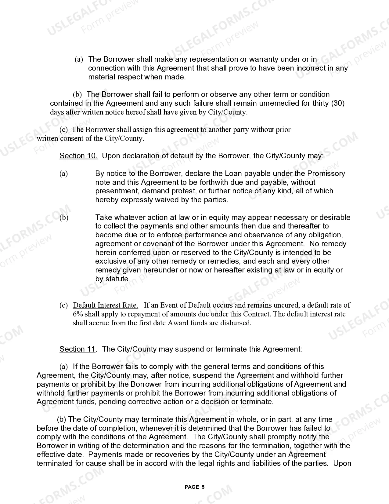 Preview Subrecipient Borrower Loan Agreement