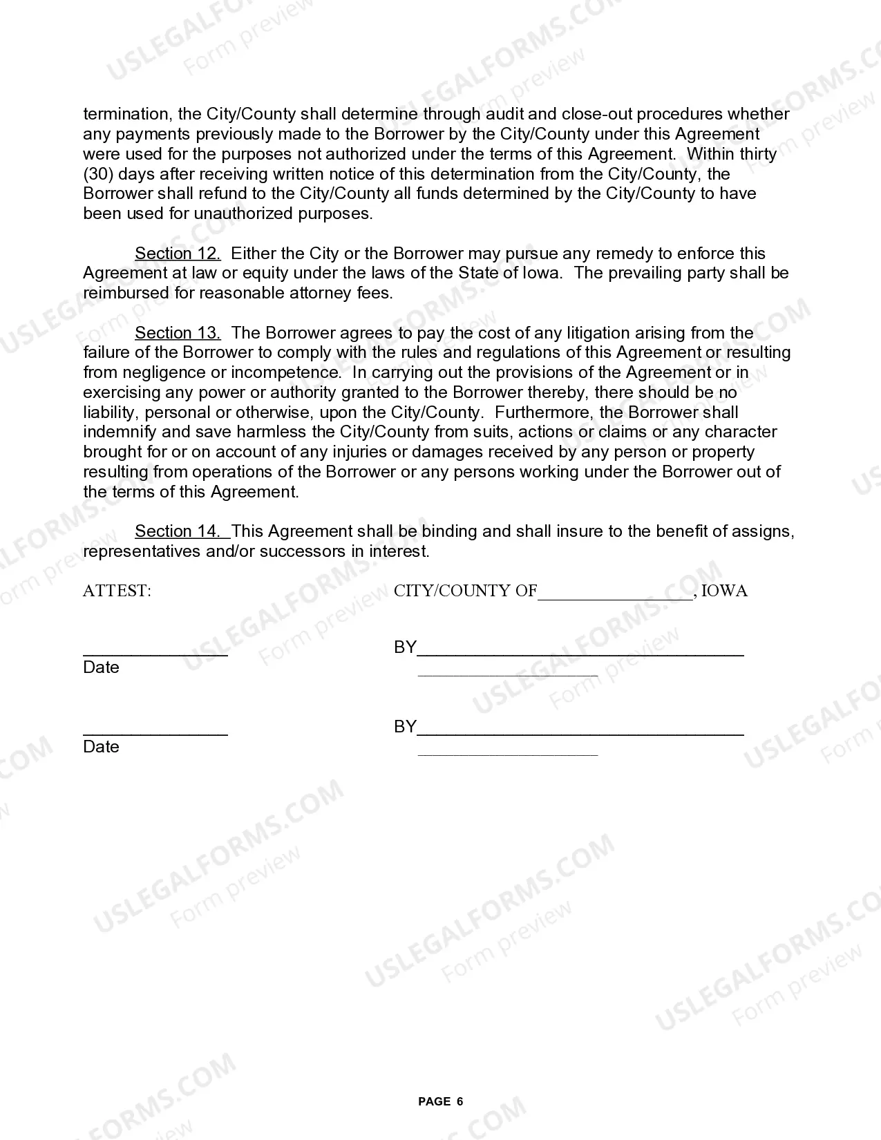 Preview Subrecipient Borrower Loan Agreement