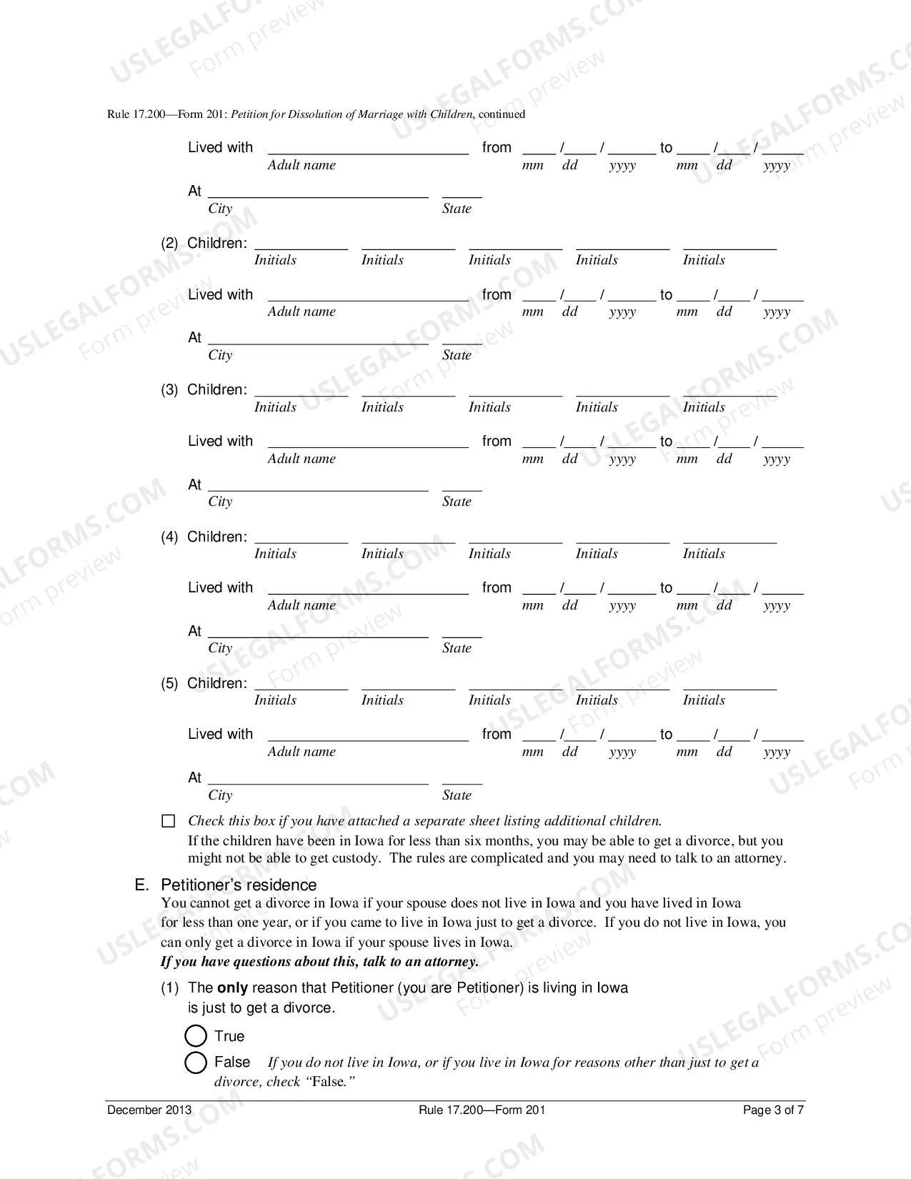 Preview Petition for Dissolution of Marriage - Minor Children