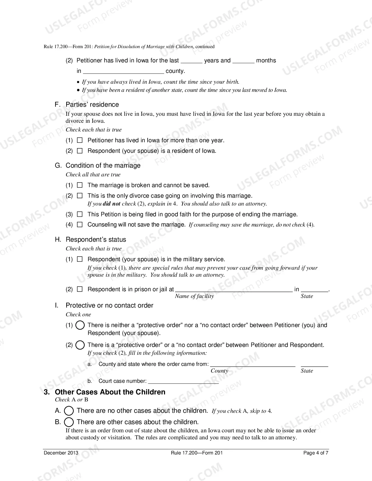 Preview Petition for Dissolution of Marriage - Minor Children