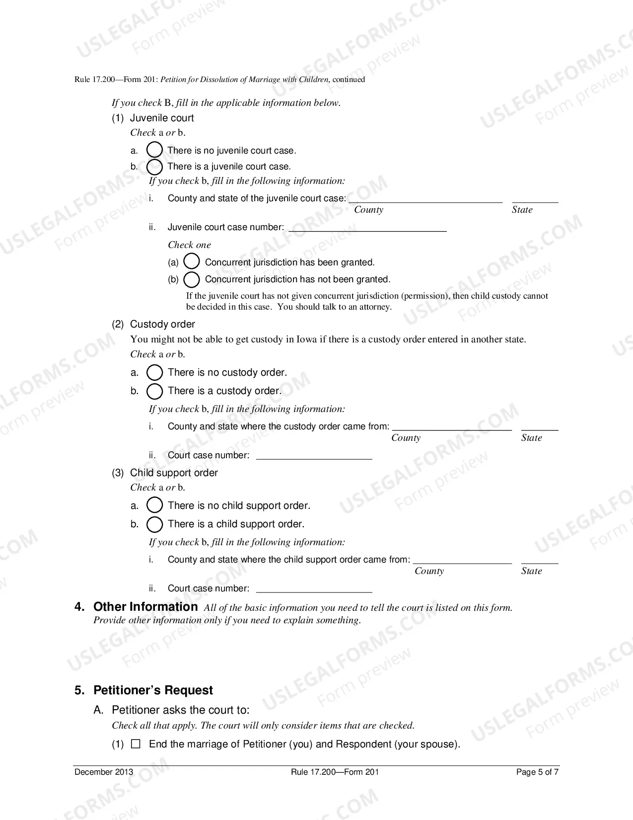 Preview Petition for Dissolution of Marriage - Minor Children