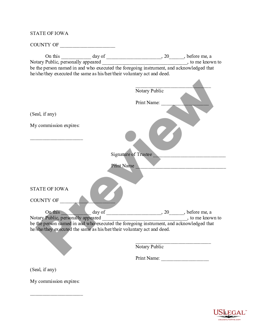 Iowa Miller Trust Form | US Legal Forms