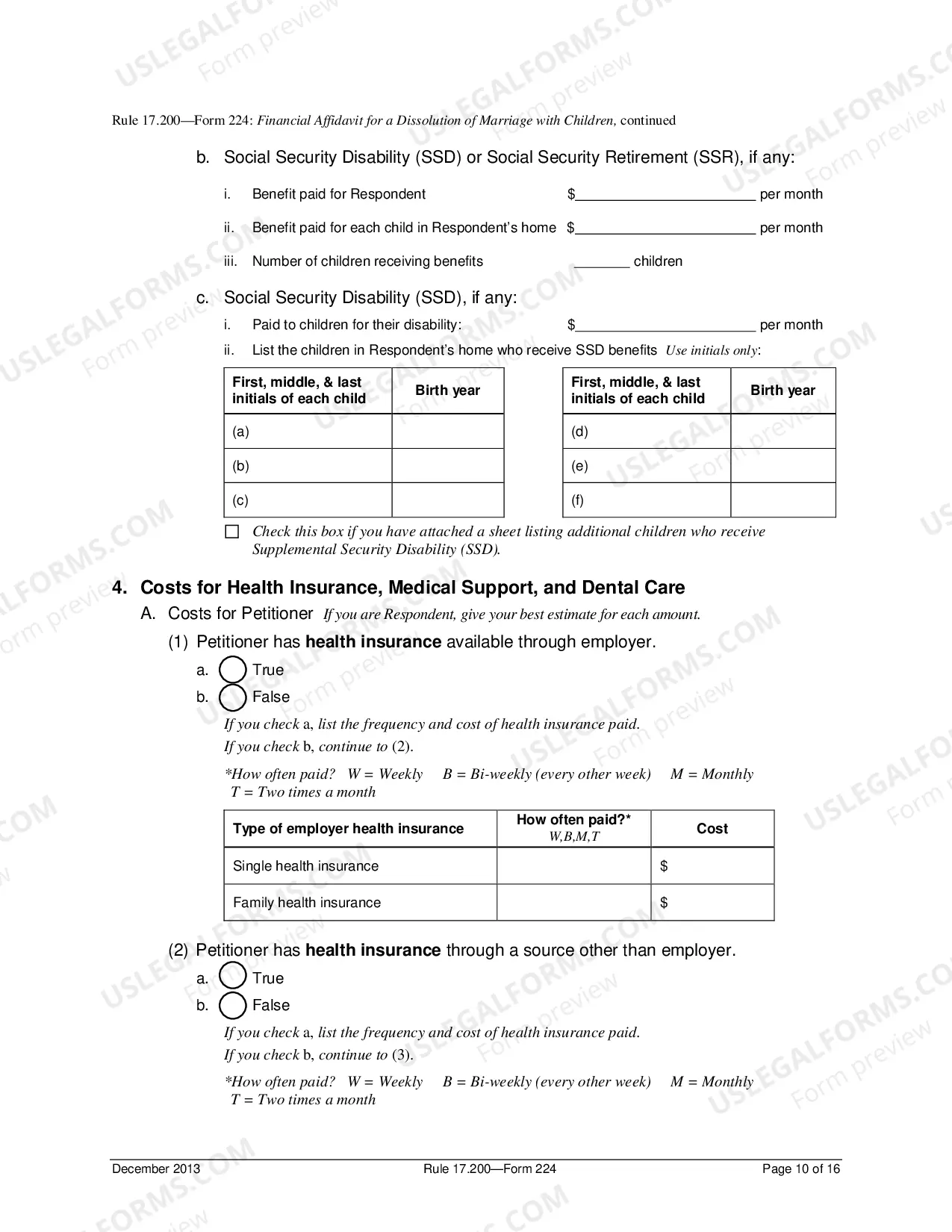 Preview Affidavit of Financial Status