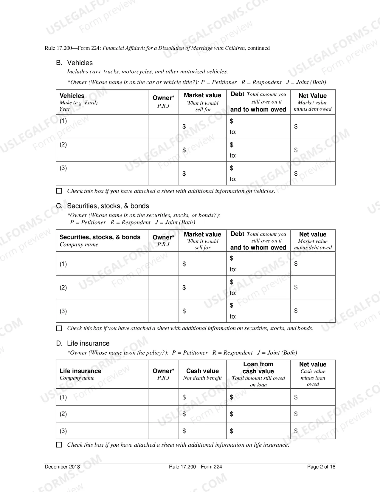 Preview Affidavit of Financial Status
