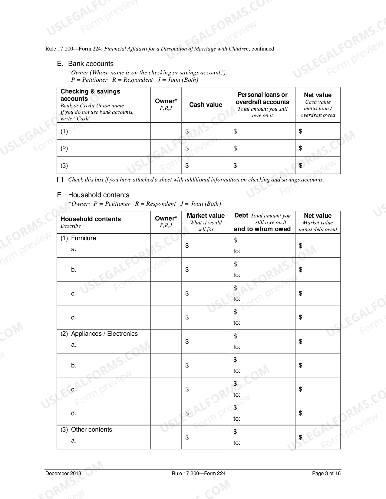 Preview Affidavit of Financial Status