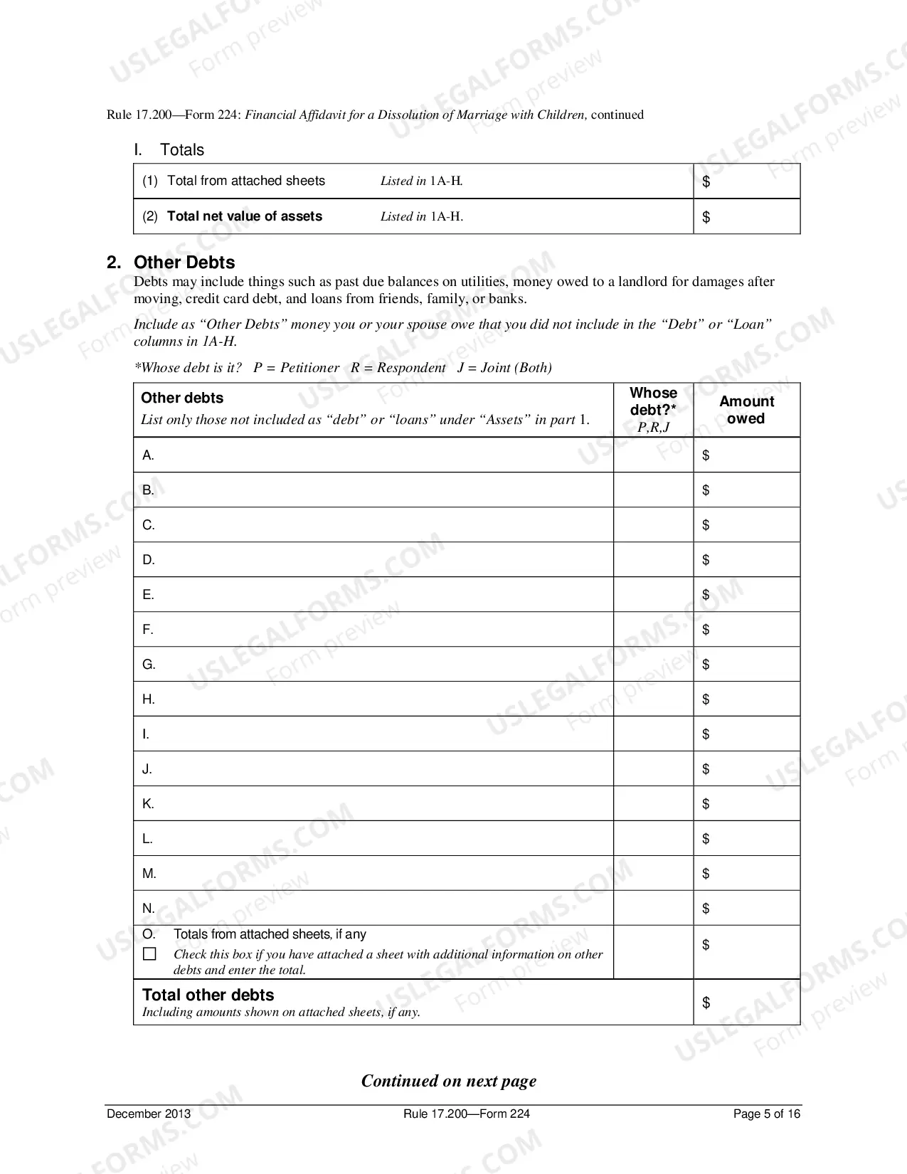 Preview Affidavit of Financial Status