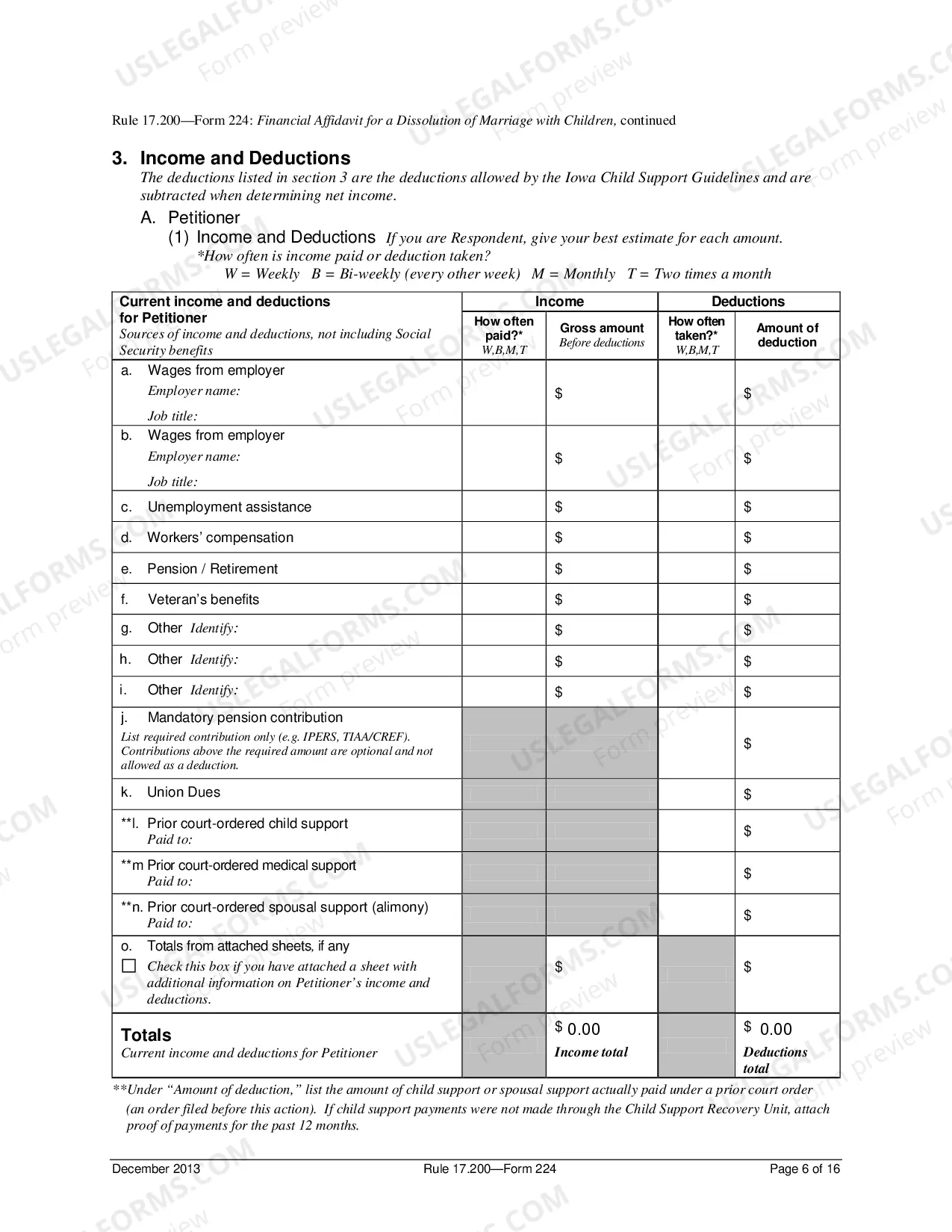 Preview Affidavit of Financial Status