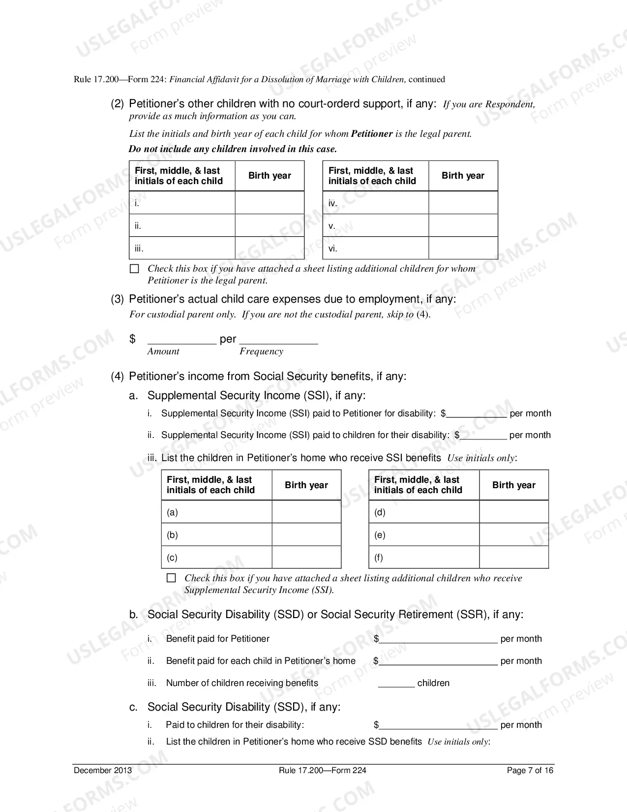 Preview Affidavit of Financial Status