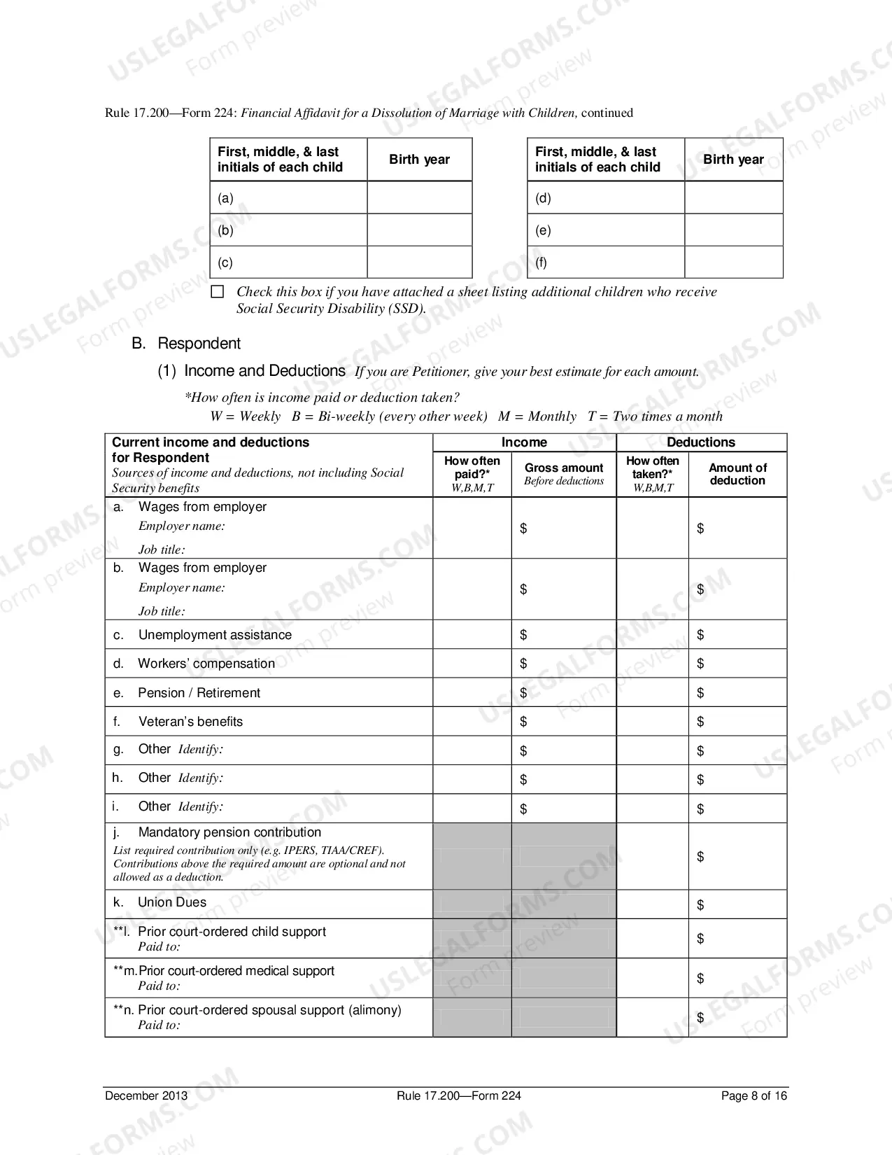 Preview Affidavit of Financial Status
