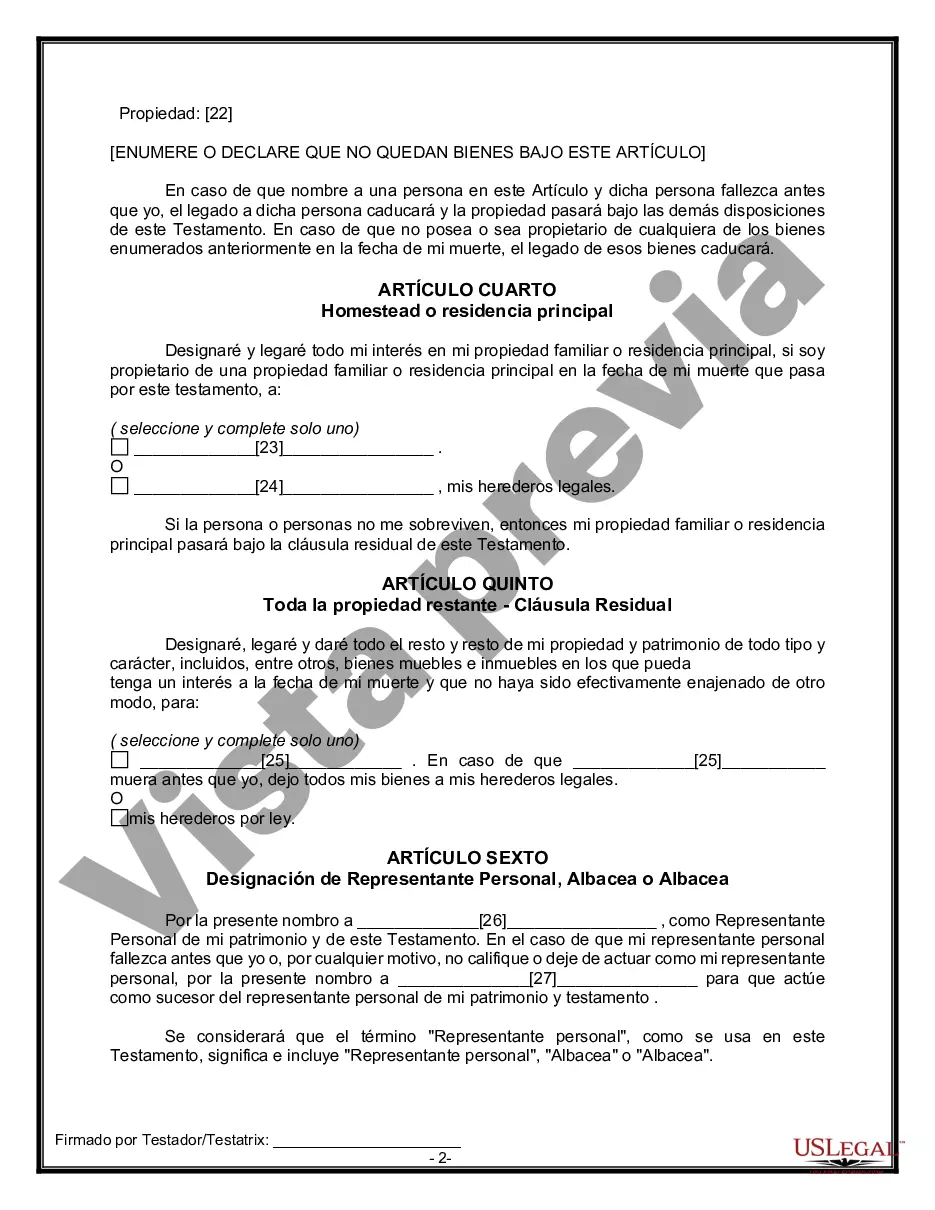 Preview Testamentos mutuos que contienen última voluntad y testamentos para personas solteras que viven juntas sin hijos