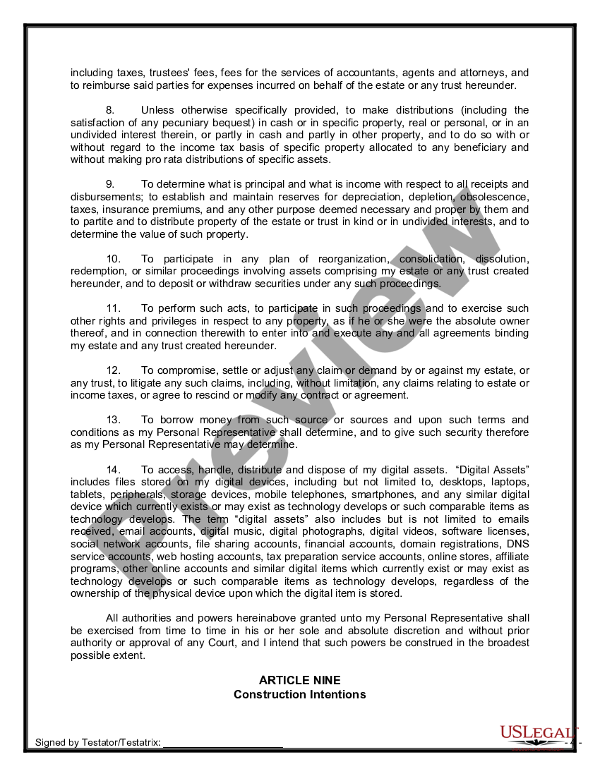page 6 Mutual Wills containing Last Will and Testaments for Unmarried Persons living together with No Children preview