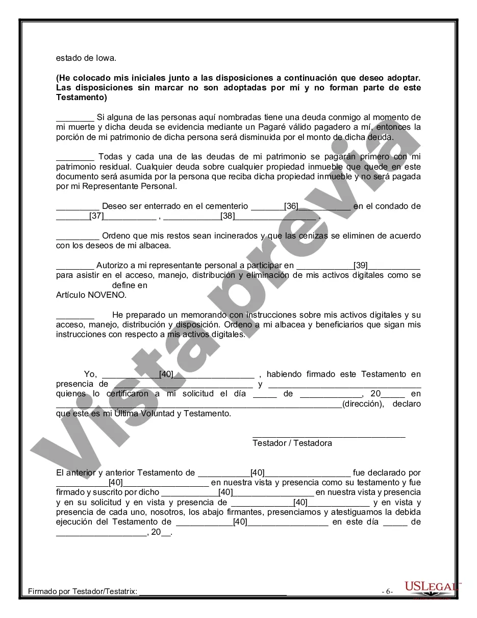 Preview Paquete de Testamentos Mutuos de Últimas Voluntades y Testamentos para Personas Solteras que conviven con Hijos Mayores de Edad