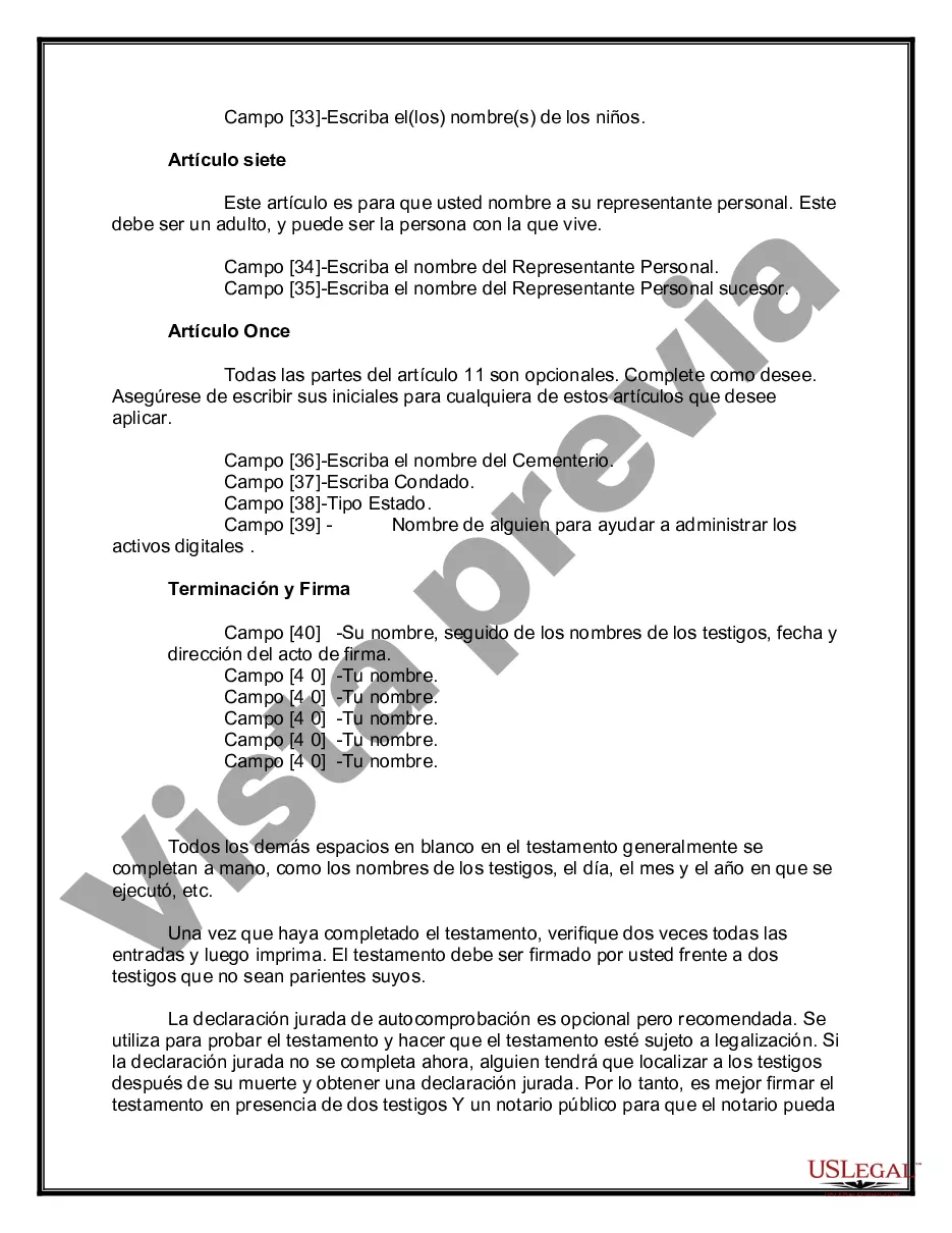 Preview Paquete de Testamentos Mutuos de Últimas Voluntades y Testamentos para Personas Solteras que conviven con Hijos Mayores de Edad