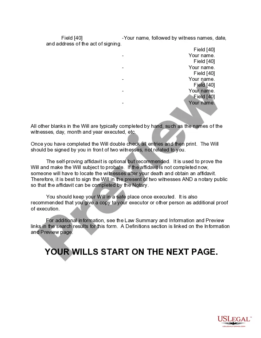 Preview Mutual Wills Package of Last Wills and Testaments for Man and Woman living together not Married with Adult Children