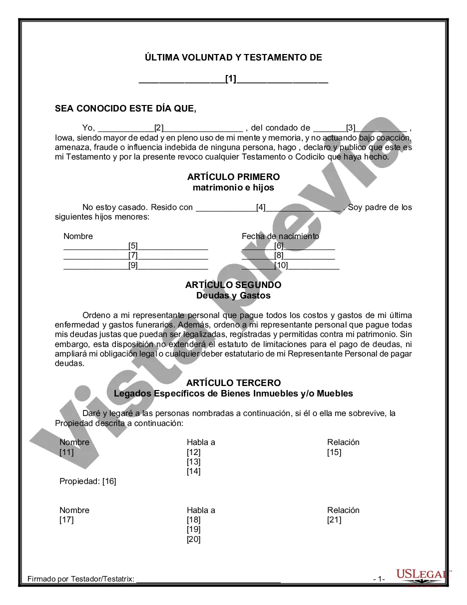 Preview Testamentos Mutuos o Últimas Voluntades y Testamentos para Personas Solteras que conviven con Hijos Menores