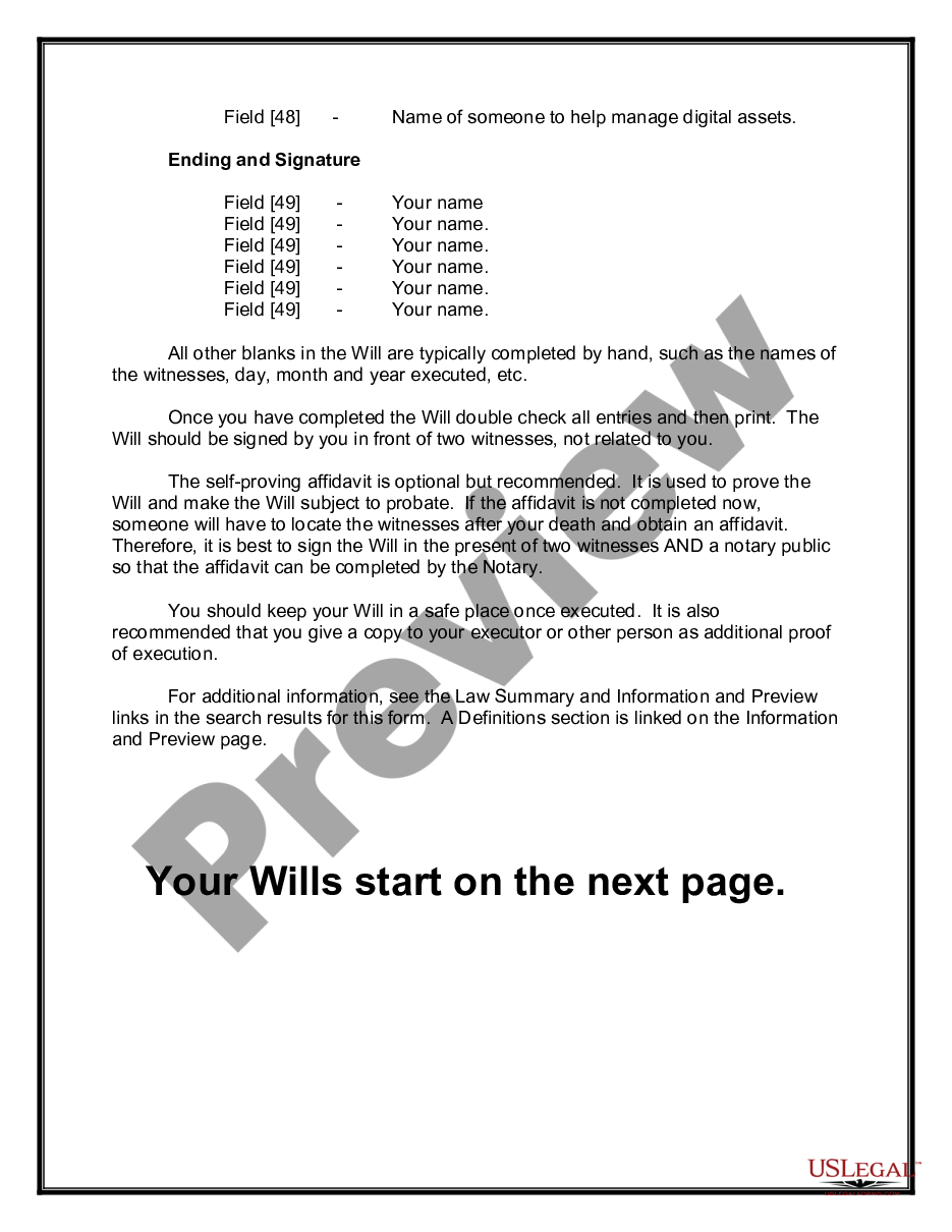 page 3 Mutual Wills or Last Will and Testaments for Unmarried Persons living together with Minor Children preview
