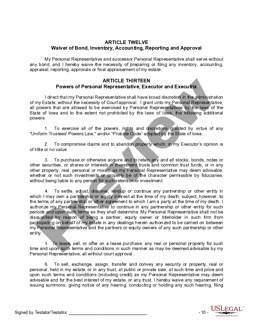 Preview Mutual Wills or Last Will and Testaments for Man and Woman living together, not Married with Minor Children