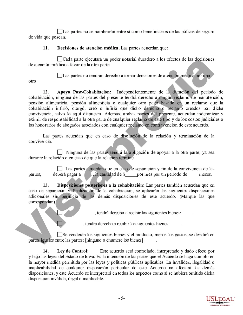 Preview Acuerdo de convivencia no marital de convivencia