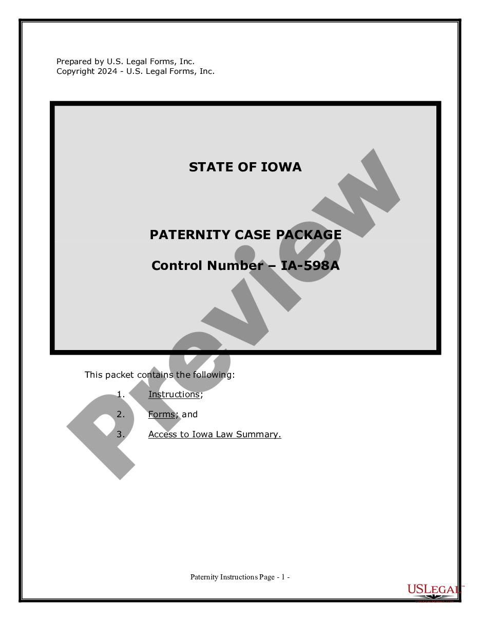 page 0 Paternity Case Package - Establishment of Paternity preview