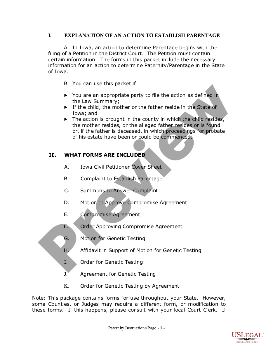 page 2 Paternity Case Package - Establishment of Paternity preview