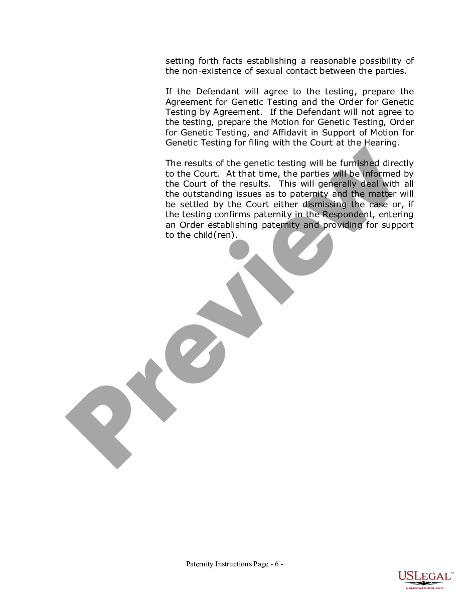 page 5 Paternity Case Package - Establishment of Paternity preview