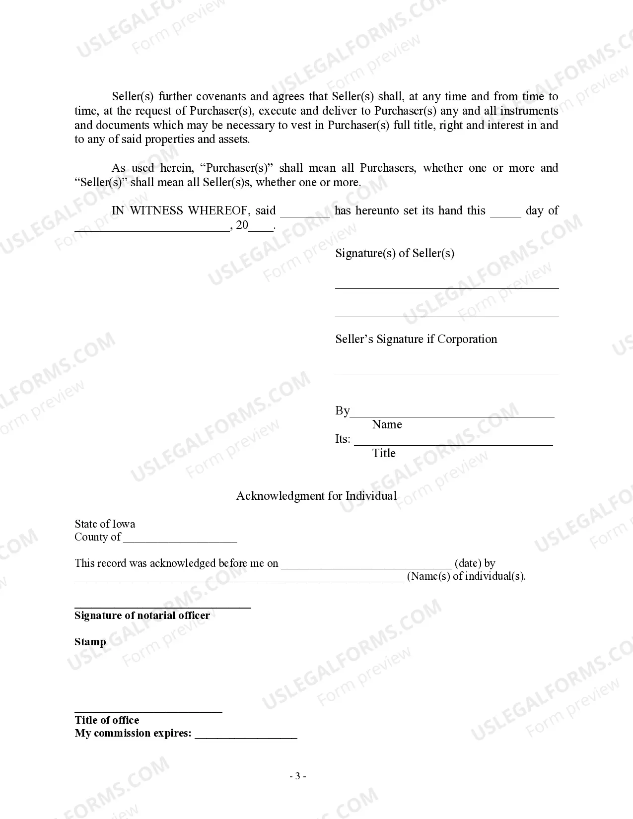 Preview Bill of Sale in Connection with Sale of Business by Individual or Corporate Seller